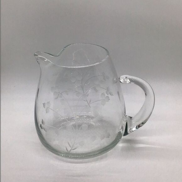 Etched Glass Small Pitcher - Picture 1 of 3